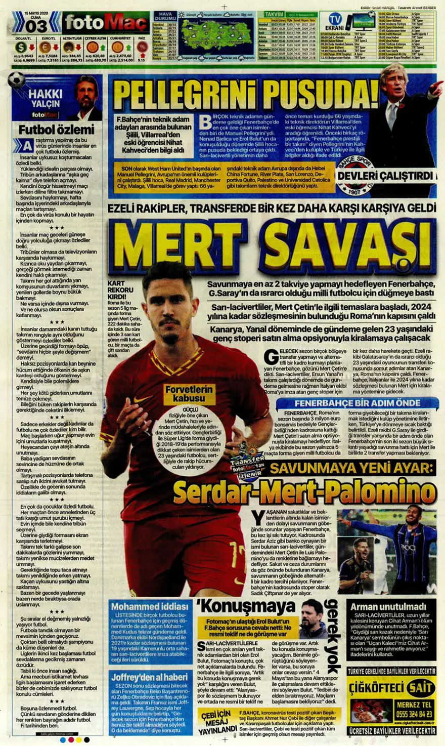 Günün spor manşetleri (15 Mayıs 2020) 11