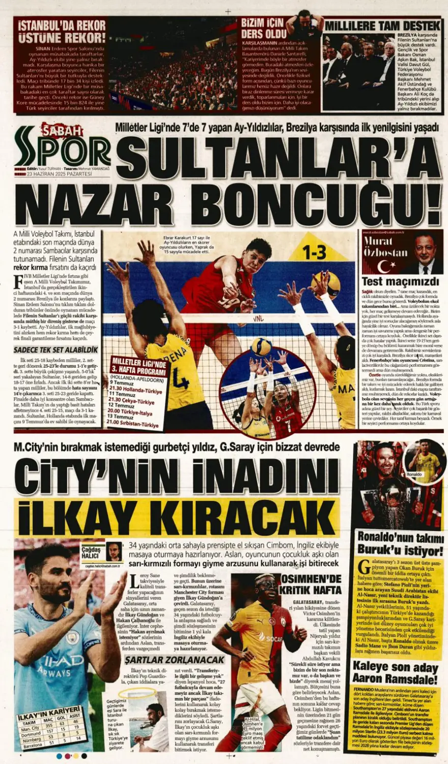 "Hedef Sancho, rakip Napoli" (23 Haziran 2025 spor manşetleri) 11
