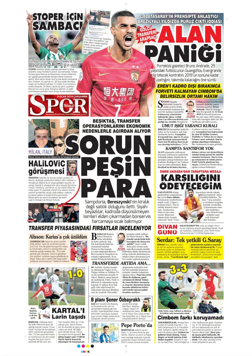 Günün spor manşetleri (09 Ocak 2019) 9