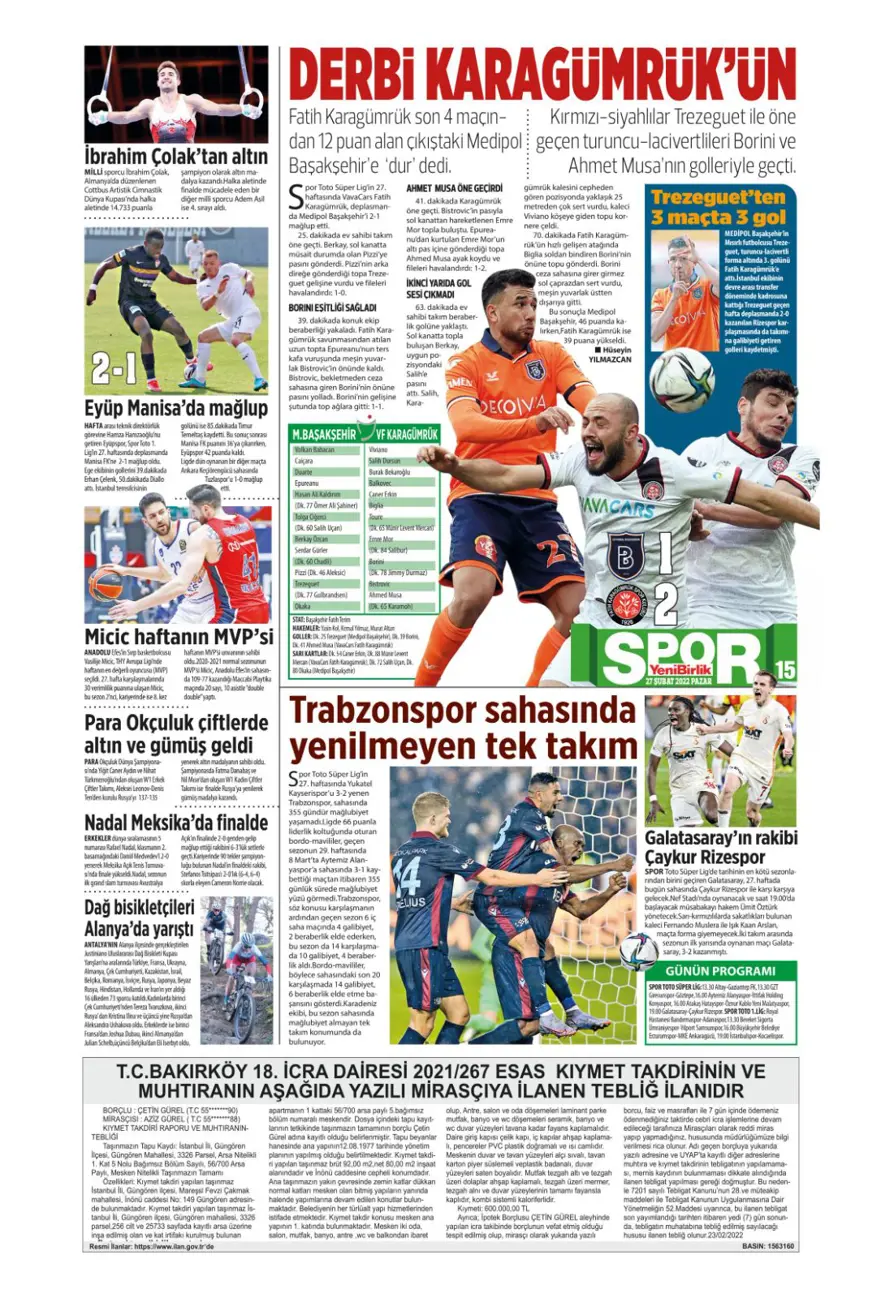 Günün spor manşetleri (27 Şubat 2022) 26