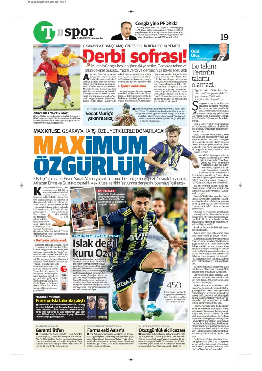 Günün spor manşetleri (25 Eylül 2019) 21