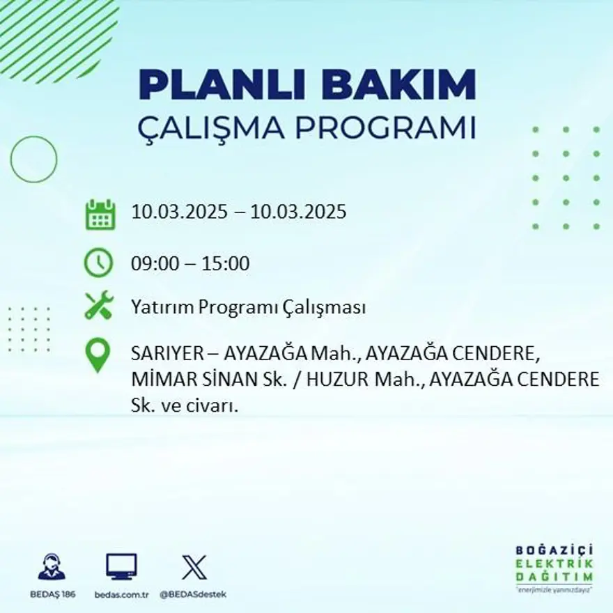 İstanbul'un 22 ilçesinde yarın elektrik kesintisi yaşanacak: Elektrikler ne zaman gelecek? (10 Mart BEDAŞ planlı kesinti programı) 55
