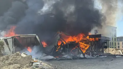 Şantiyede korkutan yangın