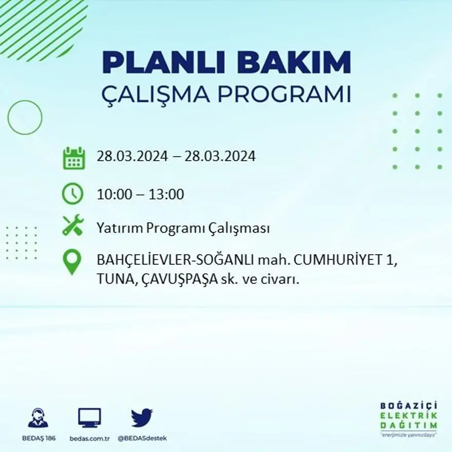 İstanbul'un 19 ilçesinde elektrik kesintisi: Elektrikler ne zaman gelecek? (28 Mart tarihli BEDAŞ kesinti programı) 9