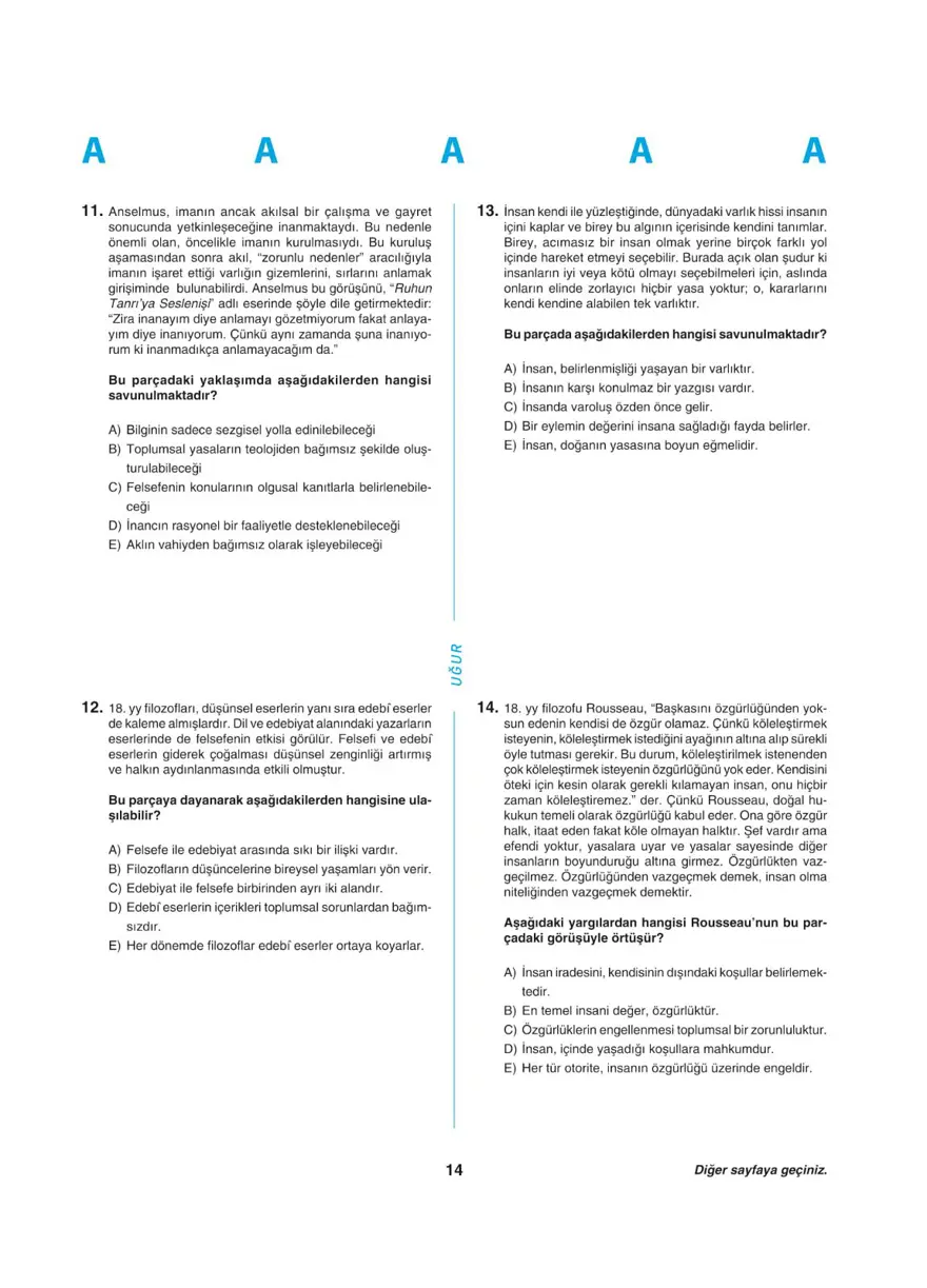 Uğur Okulları YKS - TYT deneme sınavı 13