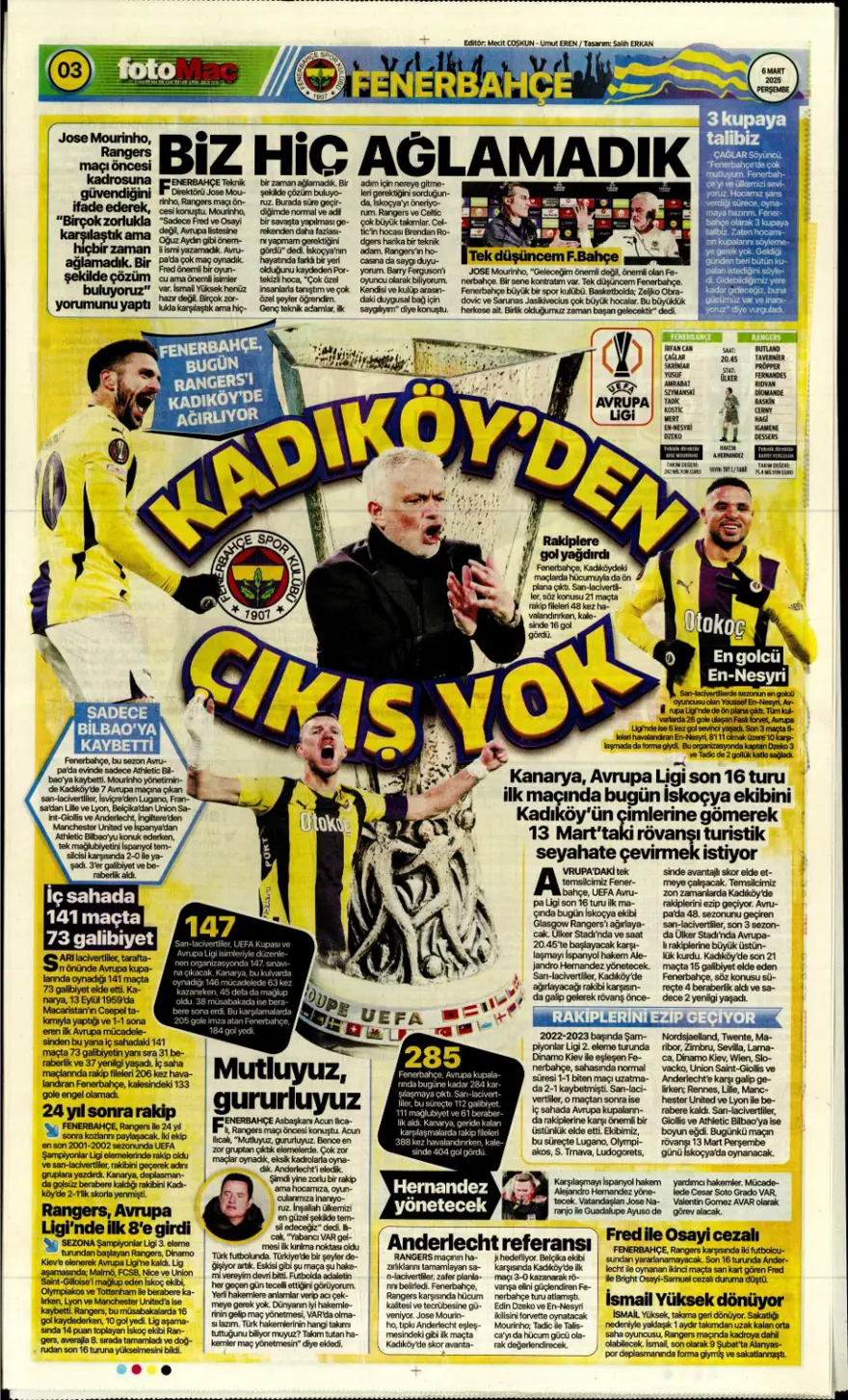 "Kadıköy'de bu işi bitirelim" (6 Mart 2025 spor manşetleri) 11