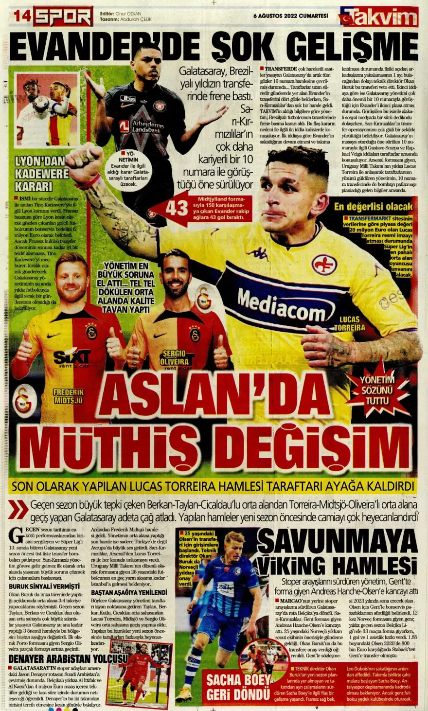 Günün spor manşetleri (6 Ağustos 2022) 14