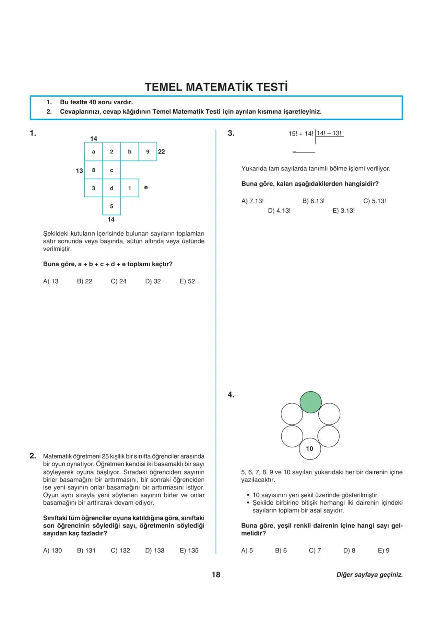 Uğur Okulları TYT -1 deneme sınavı 17