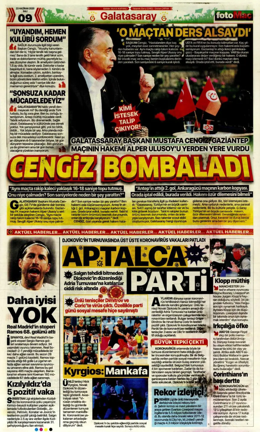 Günün spor manşetleri (23 Haziran 2020) 1