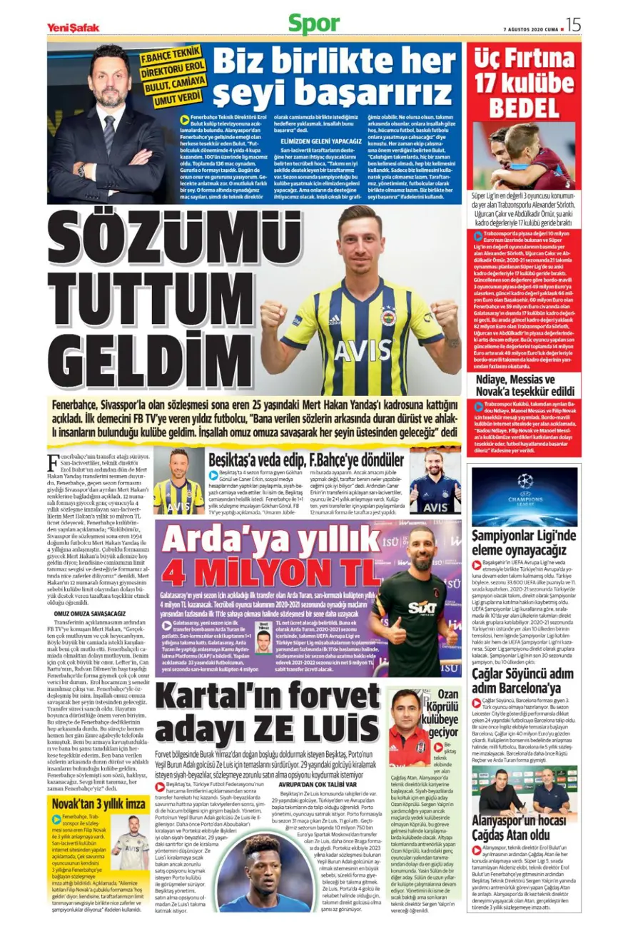 Günün spor manşetleri (07 Ağustos 2020) 15