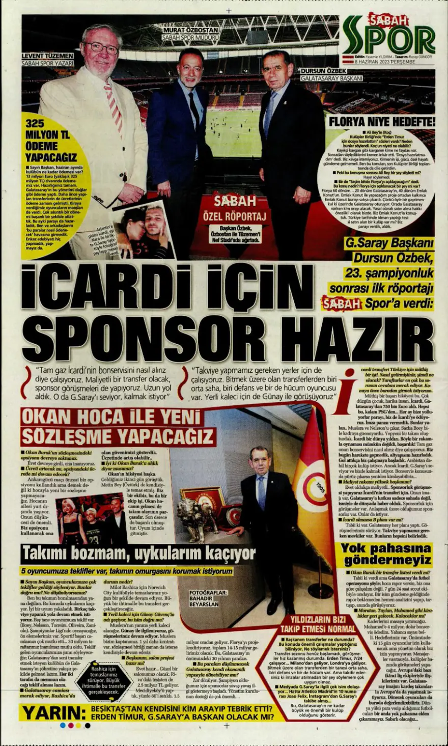 Günün spor manşetleri (8 Haziran 2023) 7