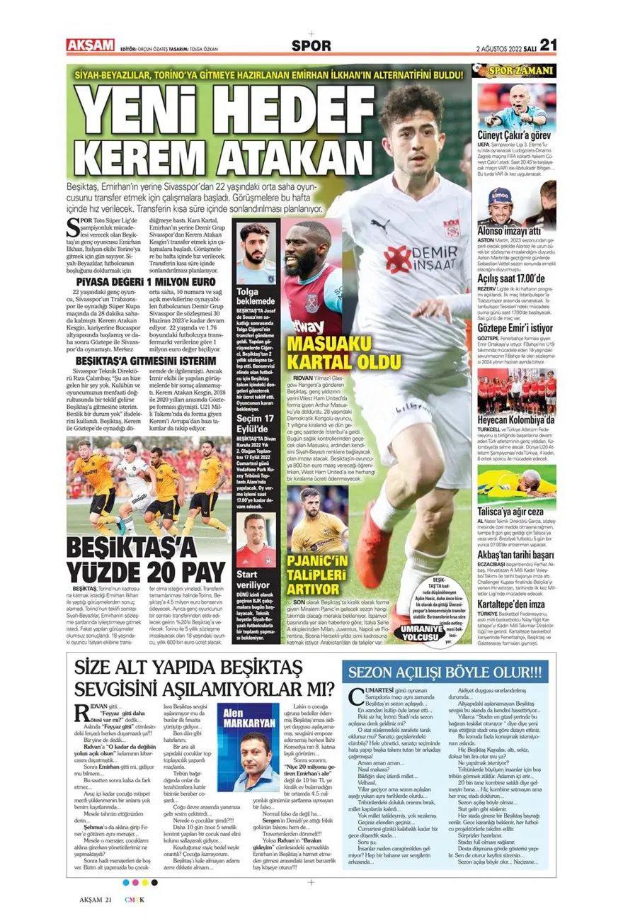 Günün spor manşetleri (2 Ağustos 2022) 7