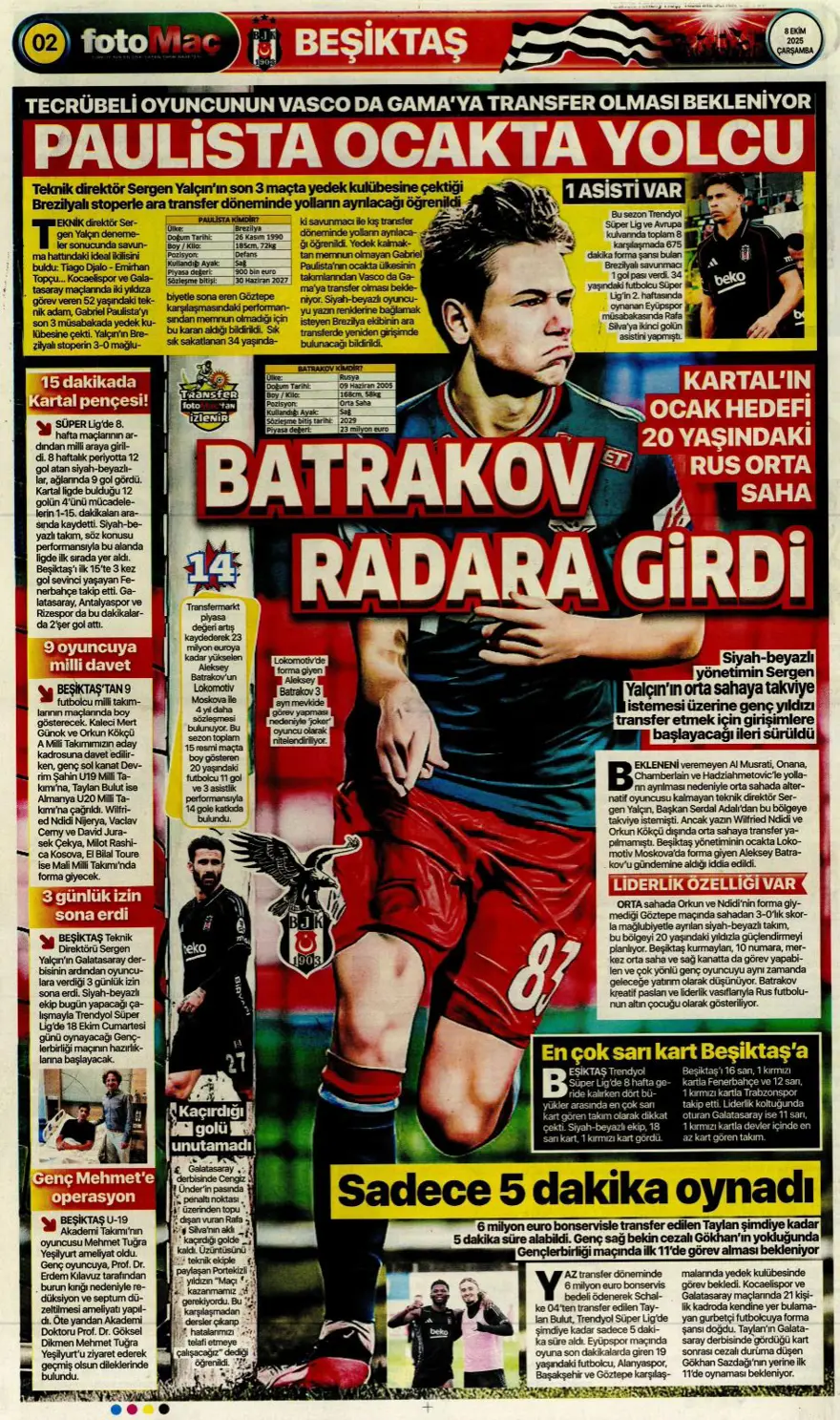 "Ne istersen o" (8 Ekim 2025 spor manşetleri) 4