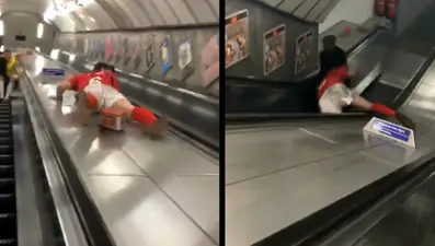 Londra metrosunda göz yaşartan yürüyen merdiven kazası