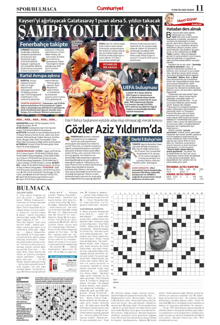 "Devler Ligi hediyesi Silva" (18 Mayıs 2025 spor manşetleri) 2 "Devler Ligi hediyesi Silva" (18 Mayıs 2025 spor manşetleri) 2