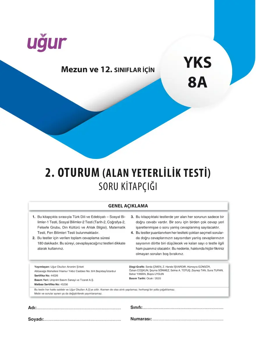 YKS - AYT deneme sınavı 