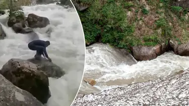 Rize'de fotoğraf çektirirken dereye düşen turist kayboldu