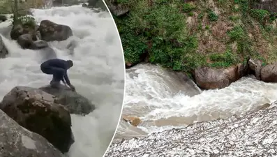 Rize'de fotoğraf çektirirken dereye düşen turist kayboldu