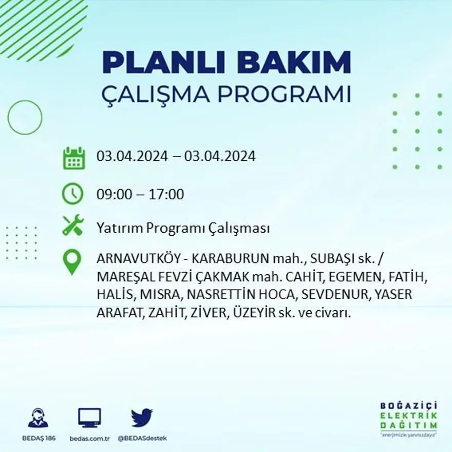 İstanbul'un 19 ilçesinde elektrik kesintisi: Elektrikler ne zaman gelecek? (3 Nisan tarihli BEDAŞ kesinti programı) 2