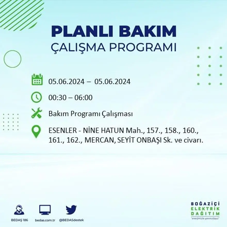 İstanbul'un 19 ilçesinde elektrik kesintisi: Elektrikler ne zaman gelecek? (5 Haziran BEDAŞ kesinti programı) 26 İstanbul'un 19 ilçesinde elektrik kesintisi: Elektrikler ne zaman gelecek? (5 Haziran BEDAŞ kesinti programı) 26