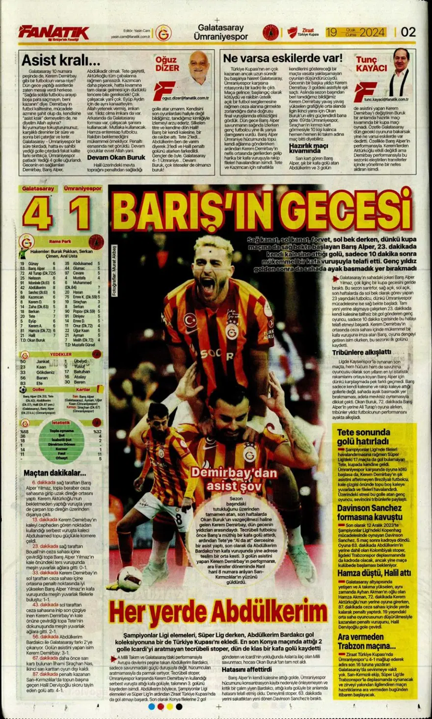 "Fenerbahçe'ye yeni Alex" (19 Ocak 2024 spor manşetleri) 20 "Fenerbahçe'ye yeni Alex" (19 Ocak 2024 spor manşetleri) 20