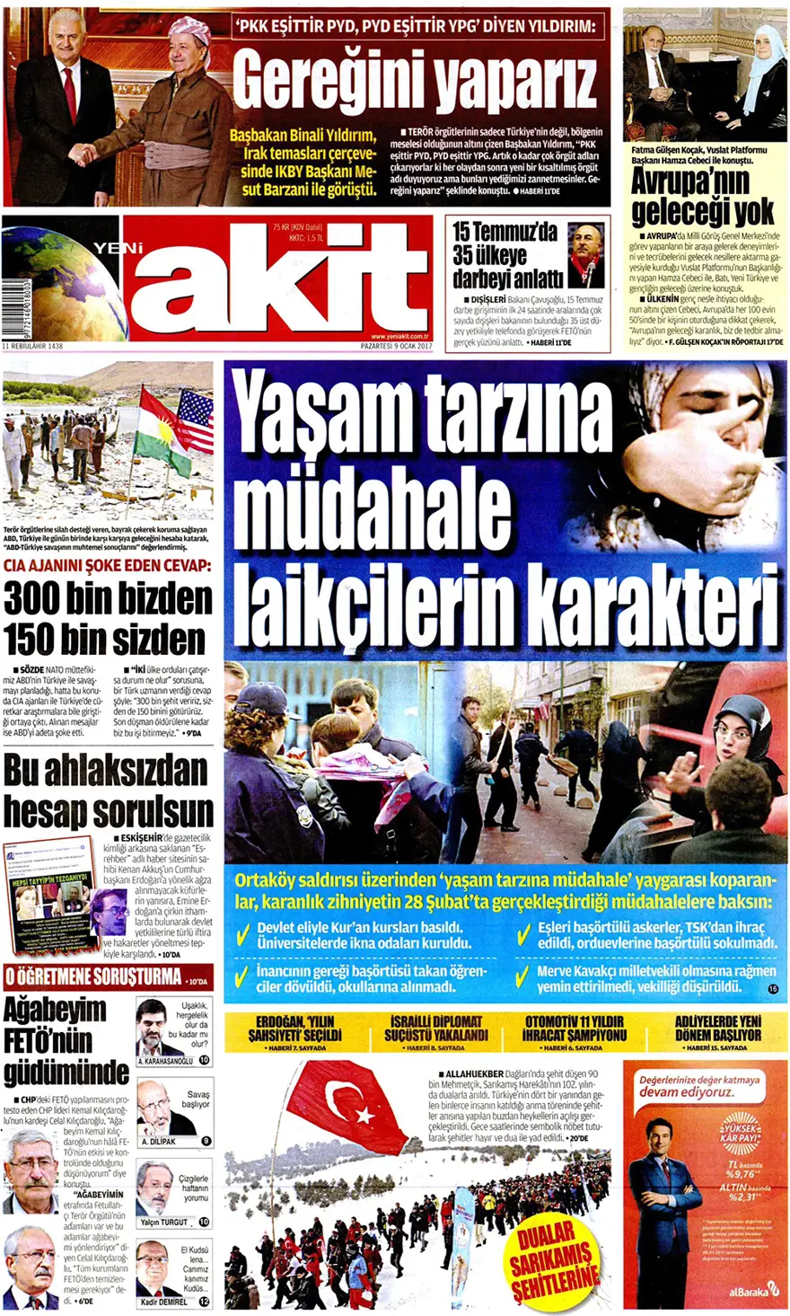 Günün gazete manşetleri - 9 Ocak 2017 15