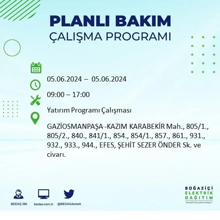 İstanbul'un 19 ilçesinde elektrik kesintisi: Elektrikler ne zaman gelecek? (5 Haziran BEDAŞ kesinti programı) 45 İstanbul'un 19 ilçesinde elektrik kesintisi: Elektrikler ne zaman gelecek? (5 Haziran BEDAŞ kesinti programı) 45