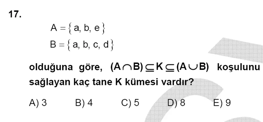 YGS Matematik soruları ve yanıtları 16