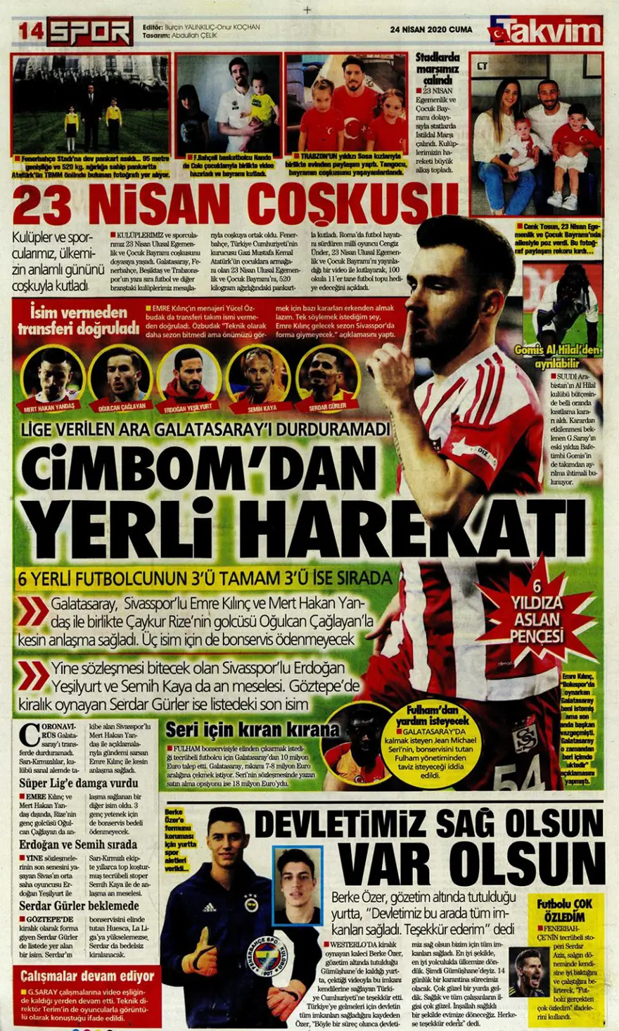 Günün spor manşetleri (24 Nisan 2020) 10