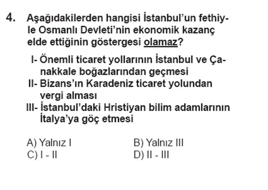SBS 7. Sınıf Sosyal Bilimler Soruları 3