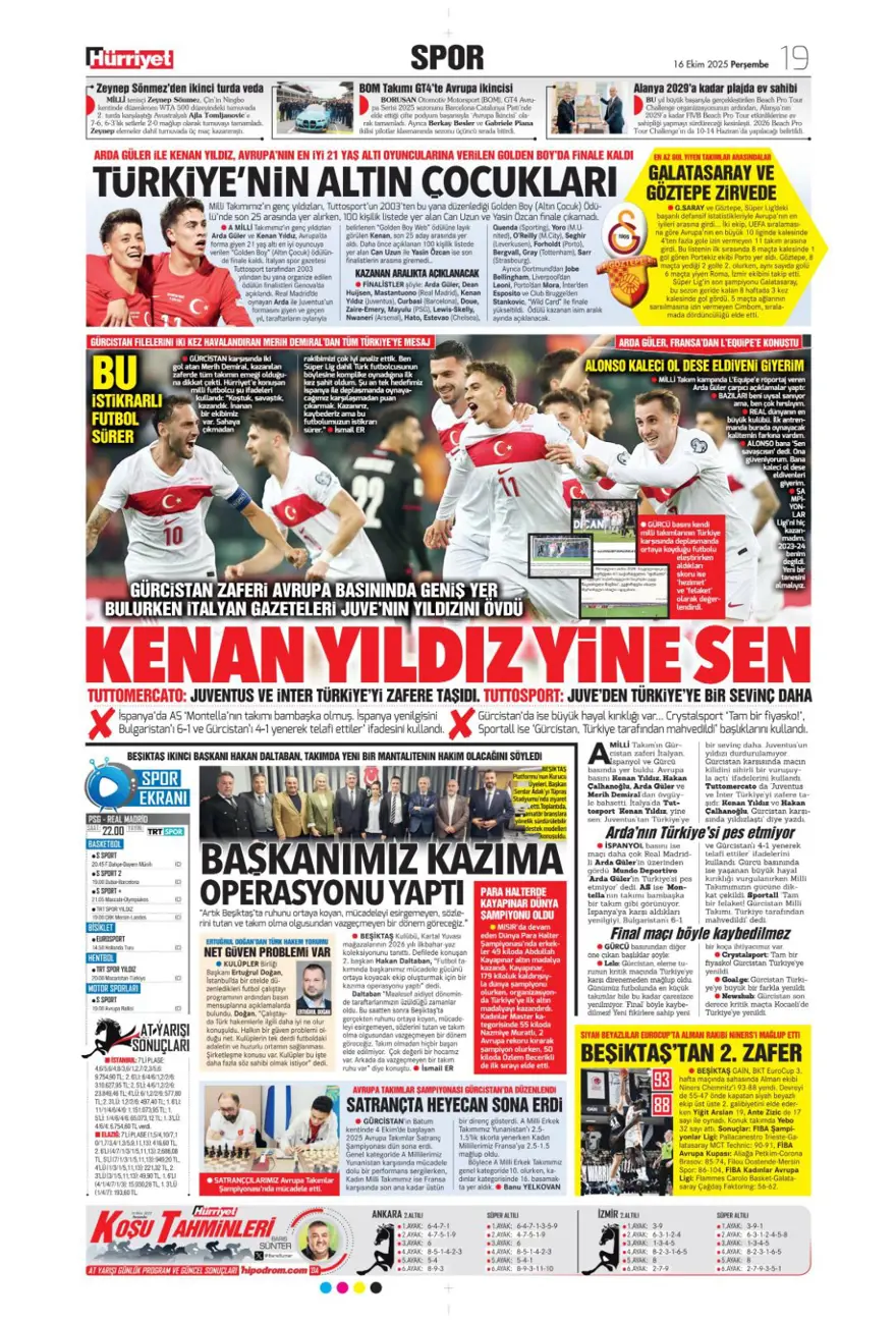 "İrfan Can bombası" (16 Ekim 2025 spor manşetleri) 7