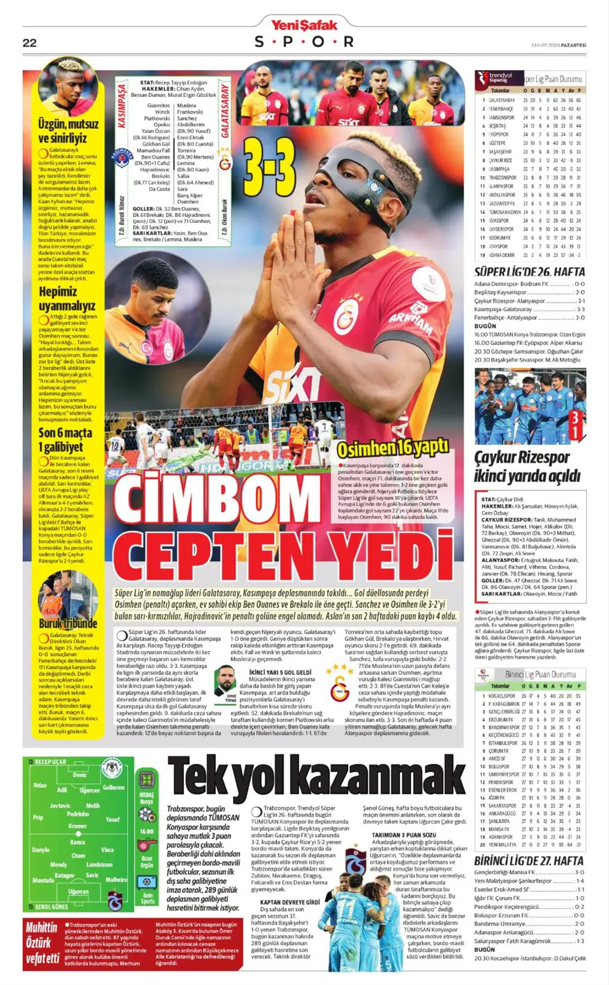 "Zirvede fark eriyor" (3 Mart 2025 spor manşetleri) 17