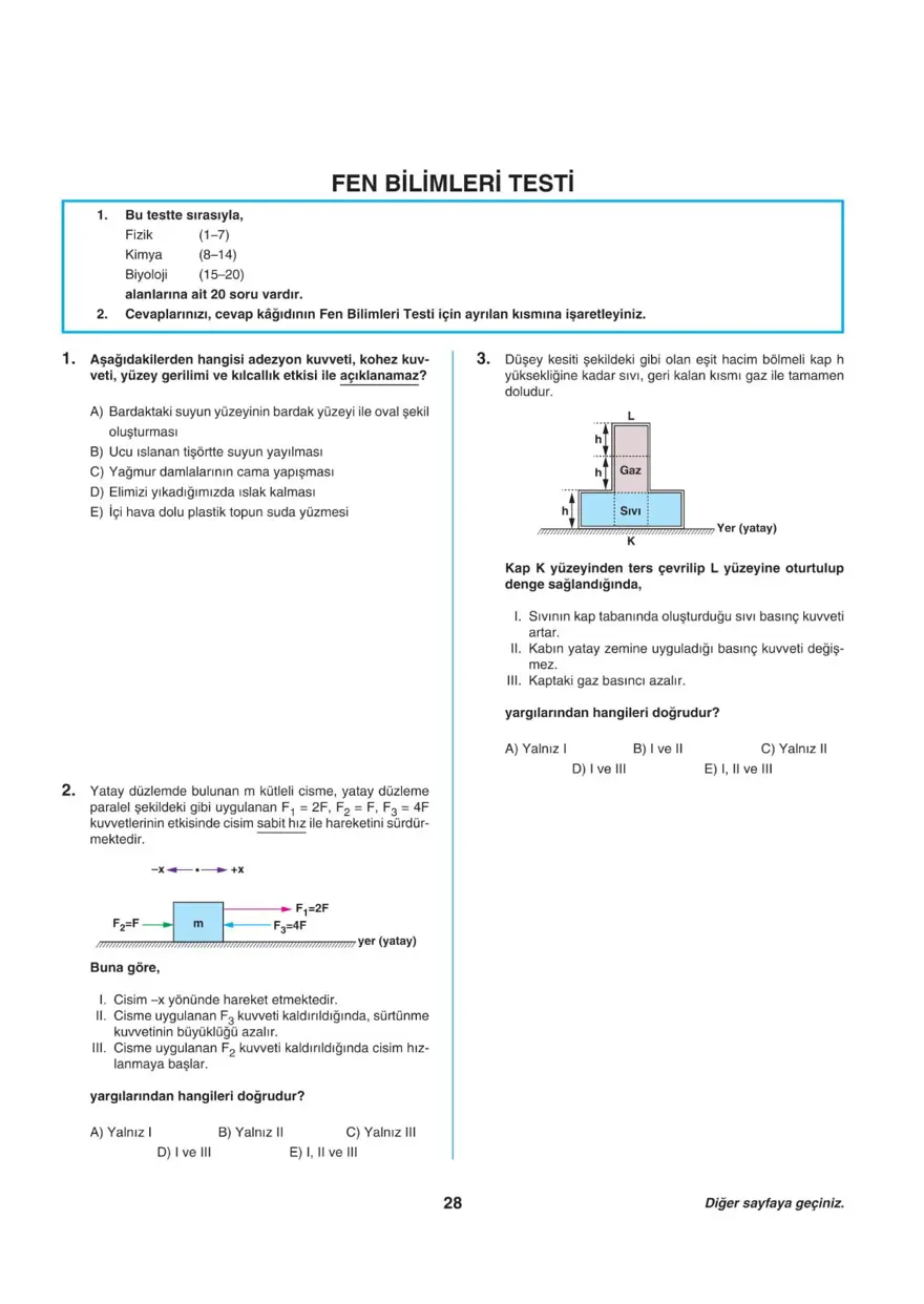 Uğur Okulları TYT -2 deneme sınavı 27