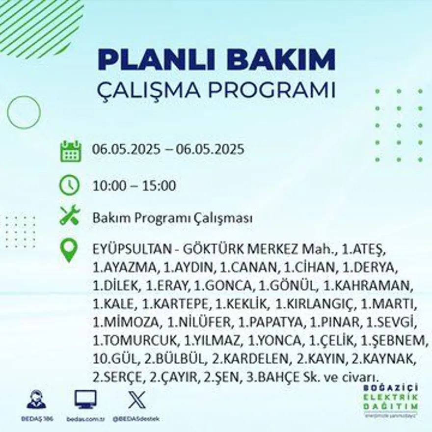 İstanbul'un 20 ilçesinde elektrik kesintisi: Elektrikler ne zaman gelecek? 34