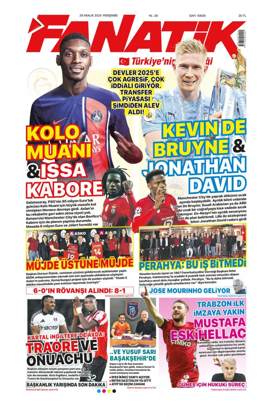 "Aslan'dan dev harekat" (26 Aralık 2024 spor manşetleri) 3