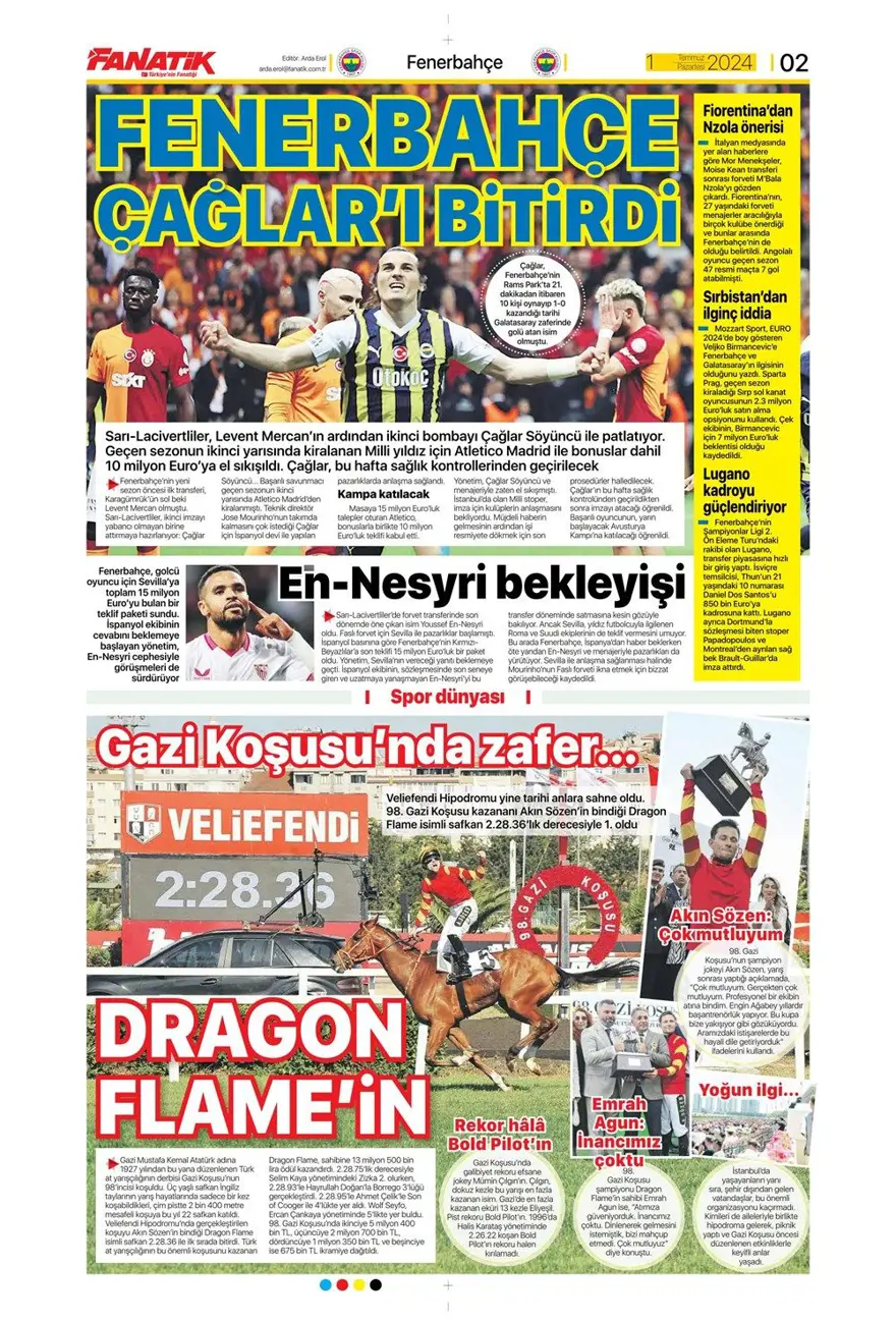 "Türkiye intikam için hevesli" (1 Temmuz 2024 spor manşetleri) 25