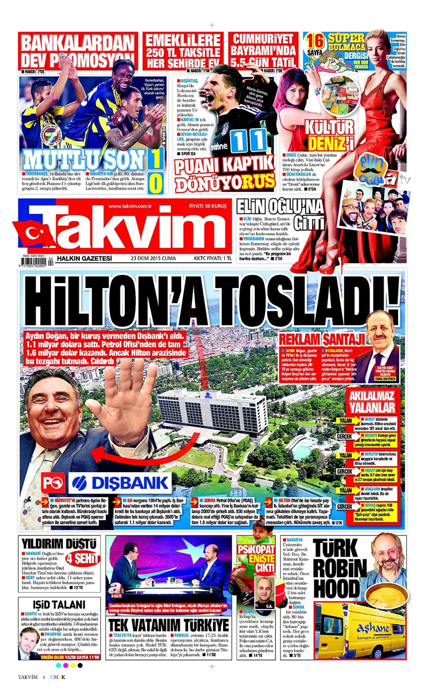 Günün gazete manşetleri - 23 Ekim 2015 11