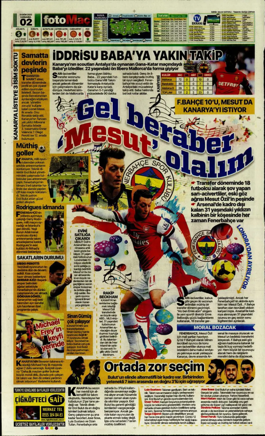 Günün spor manşetleri (14 Ekim 2020) 4