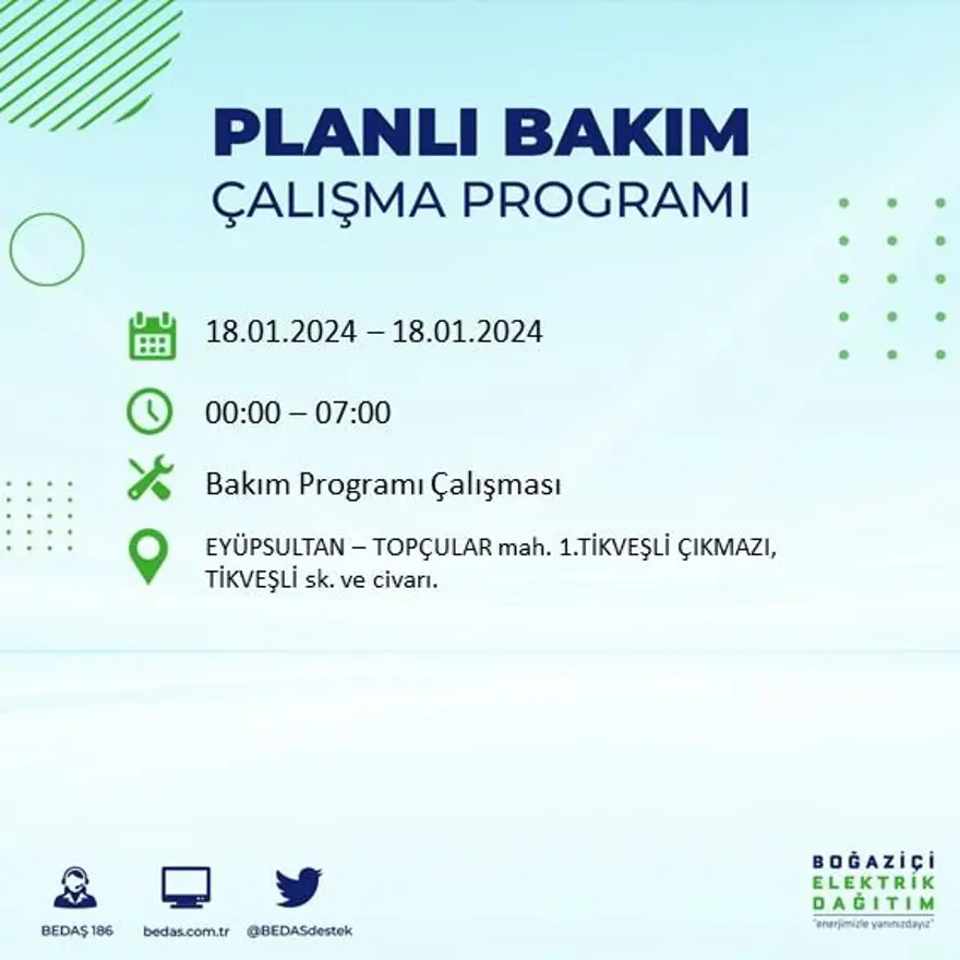 İstanbul'un 17 ilçesinde elektrik kesintisi yaşanacak: Elektrikler ne zaman gelecek? (18 Ocak BEDAŞ kesinti programı) 22