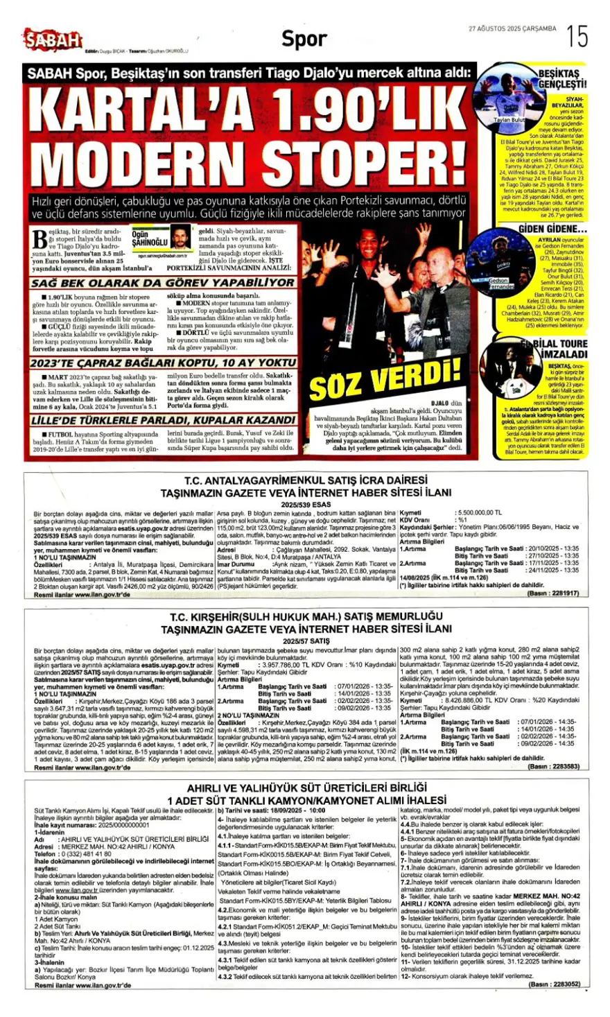 "Bitsin bu hasret" (27 Ağustos spor manşetleri) 15