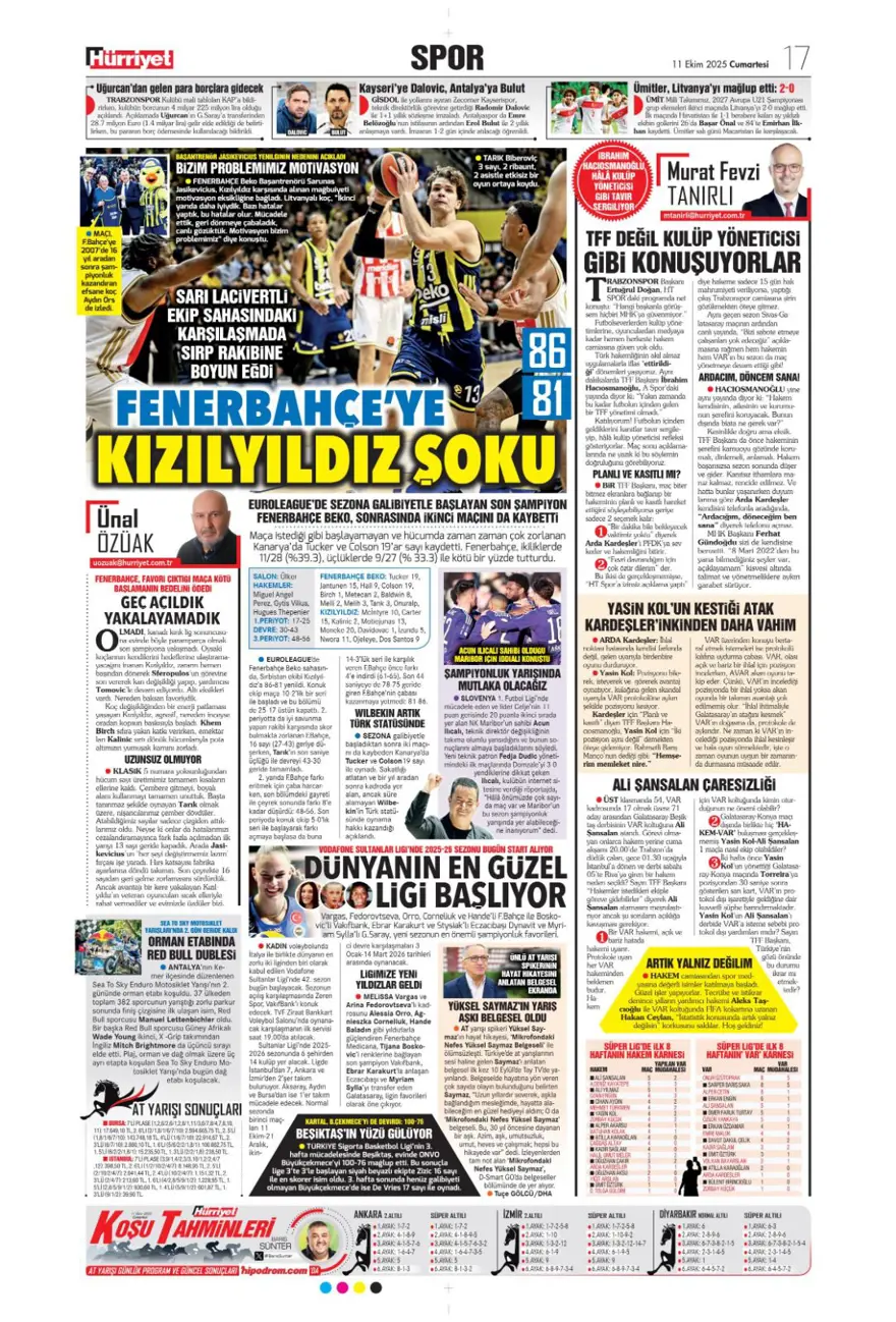 "Yeni destan vakti" (11 Ekim 2025 spor manşetleri) 11 "Yeni destan vakti" (11 Ekim 2025 spor manşetleri) 11