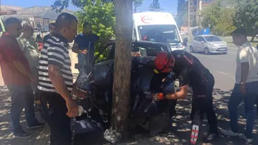 Otomobil ağaca çarptı, sürücü yaralandı