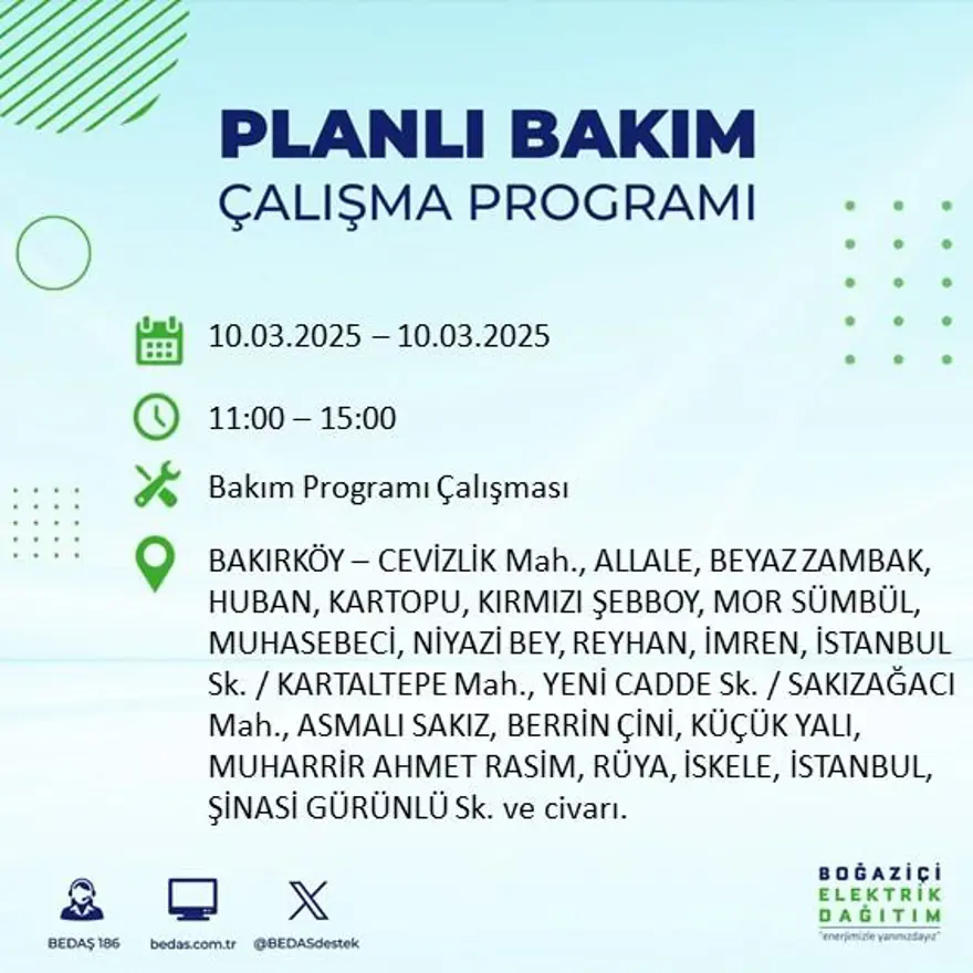 İstanbul'un 22 ilçesinde yarın elektrik kesintisi yaşanacak: Elektrikler ne zaman gelecek? (10 Mart BEDAŞ planlı kesinti programı) 13