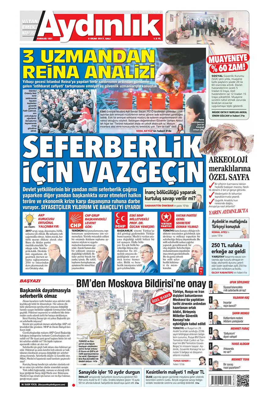 Günün gazete manşetleri - 3 Ocak 2016 13