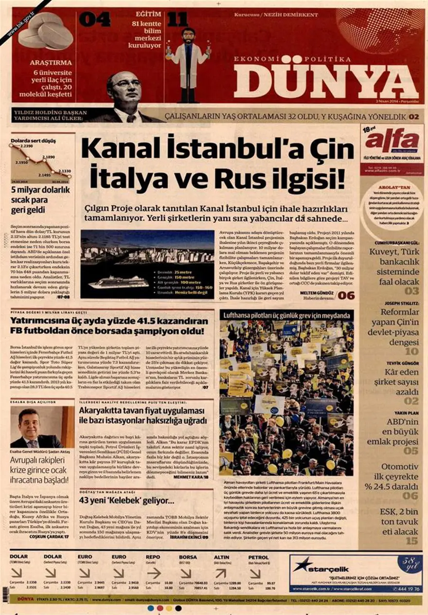 Günün gazete manşetleri - 3 Nisan 2014 13