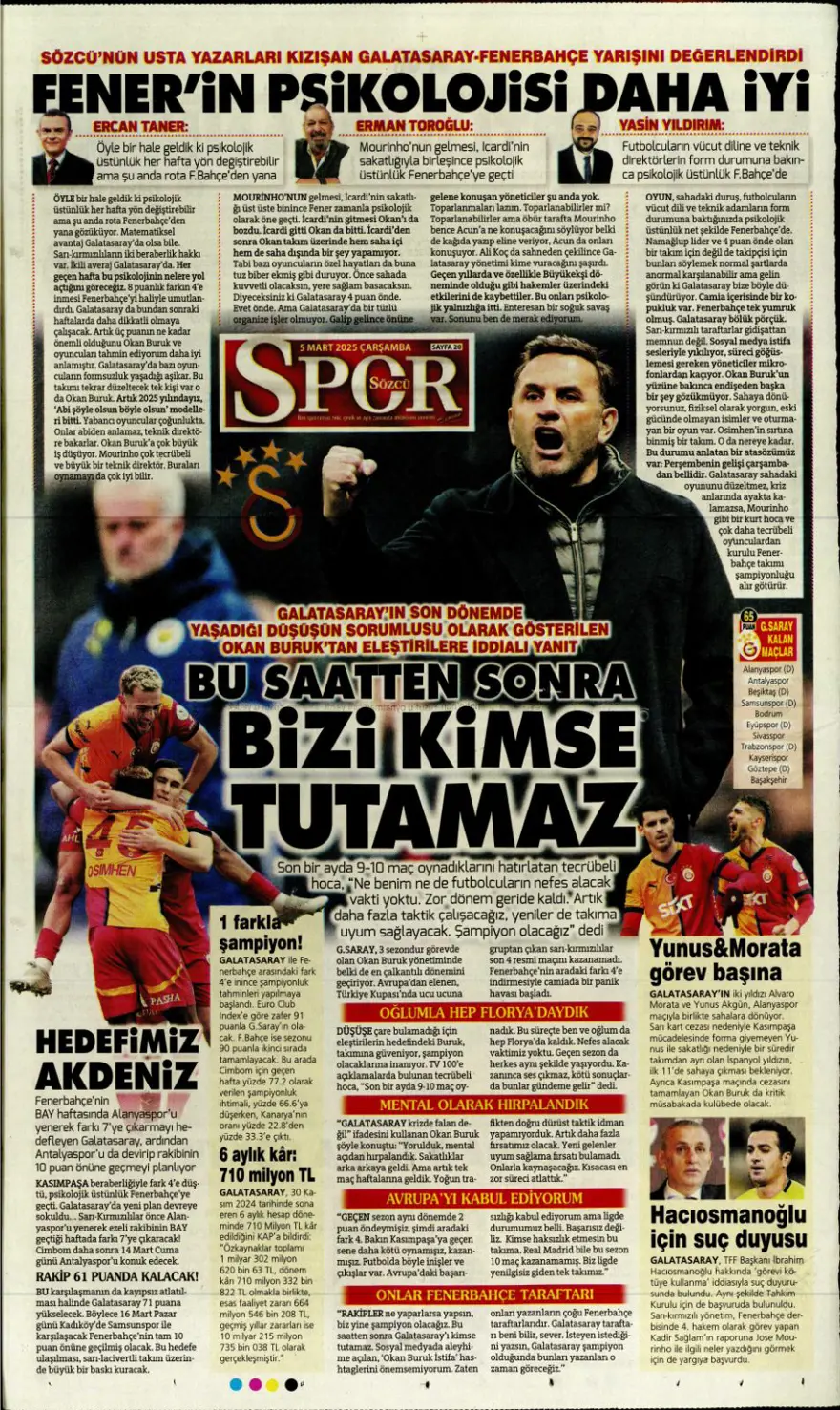 "Gündem yine De Bruyne" (5 Mart 2025 spor manşetleri) 10