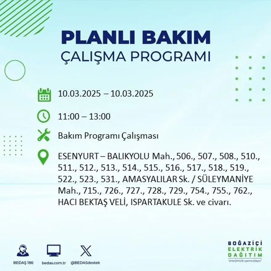 İstanbul'un 22 ilçesinde yarın elektrik kesintisi yaşanacak: Elektrikler ne zaman gelecek? (10 Mart BEDAŞ planlı kesinti programı) 27