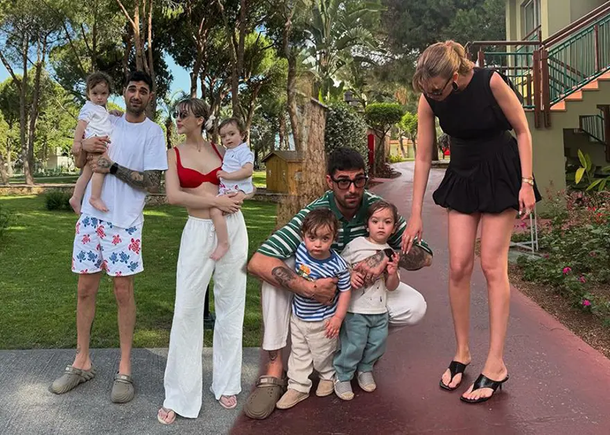 Yasemin Şefkatli ve İdo Tatlıses ikiz oğullarıyla tatilde 