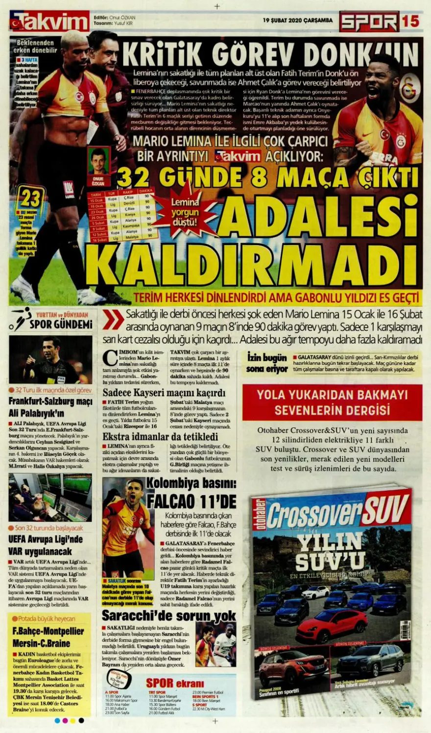 Günün spor gazeteleri (19 Şubat 2020) 13