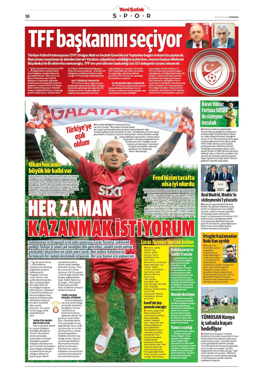 "Wendel'de yoğun mesai" (18 Temmuz 2024 spor manşetleri) 17